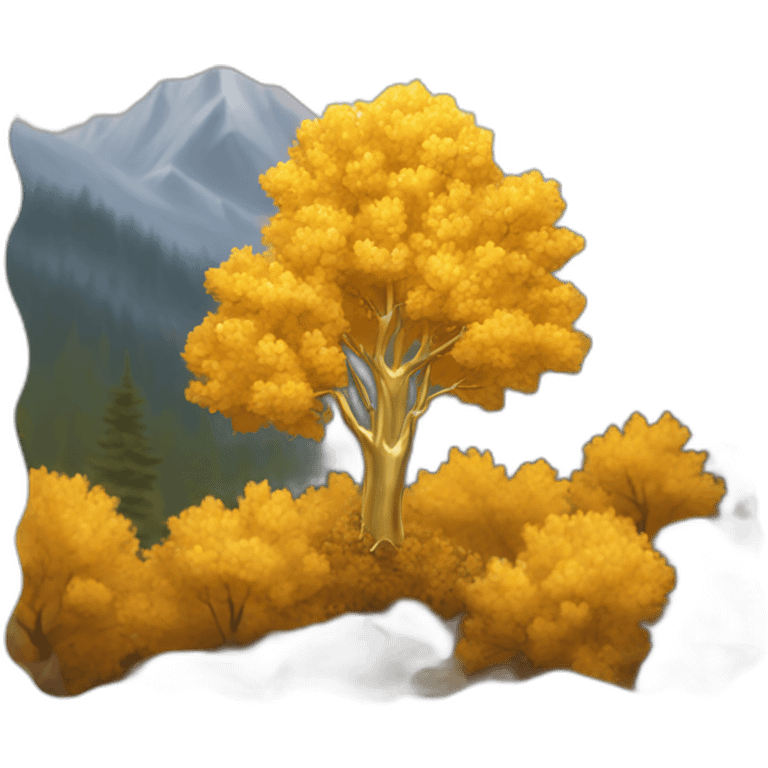 Golden aspen tree in the fall emoji