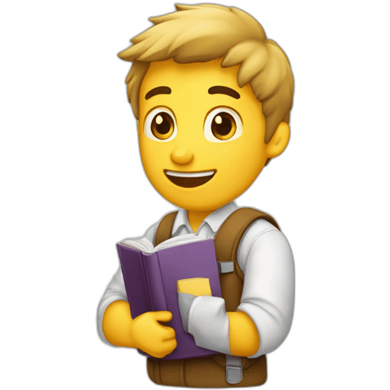 Estudiante blanco con libro abierto mirando al techo emoji