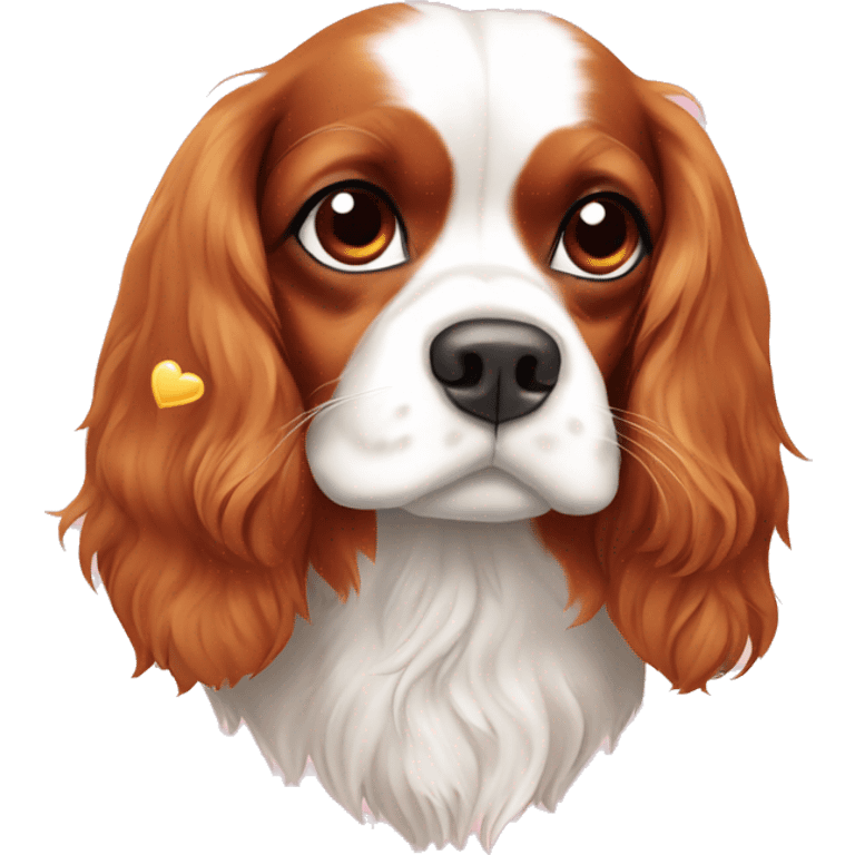 Cavalier King Charles Spaniel with hearts emoji