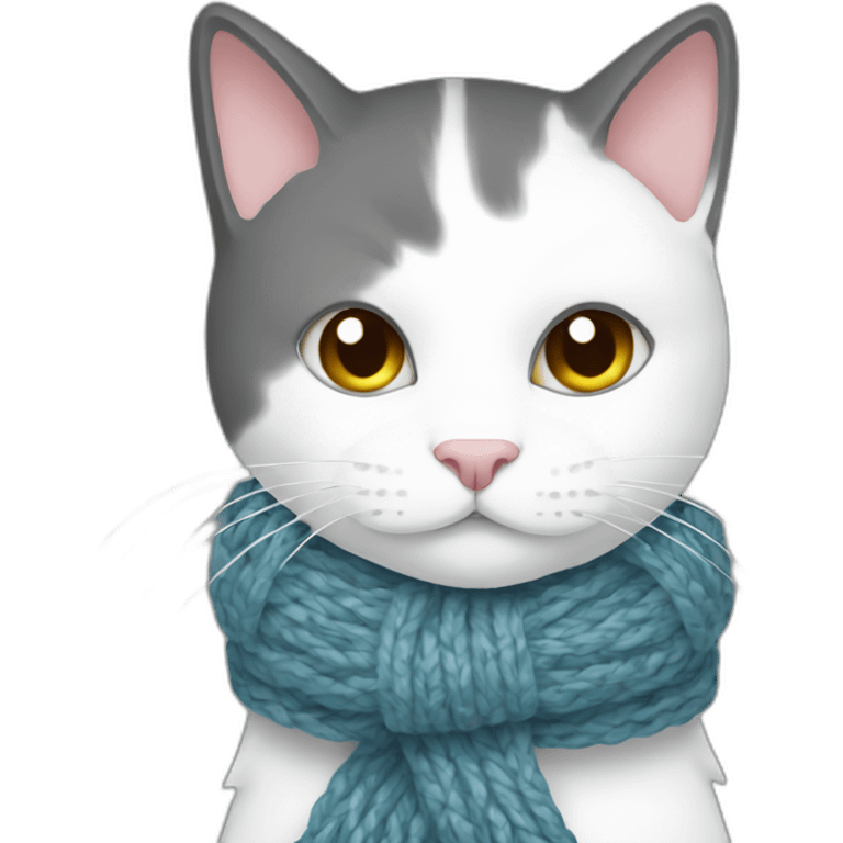 dark-gray-and-white-cat-knitting-a-scarf emoji