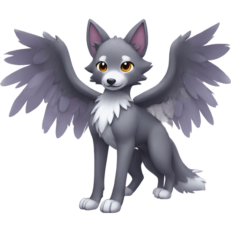 Kawaii Cute Winged Wolf-Pokémon full body emoji