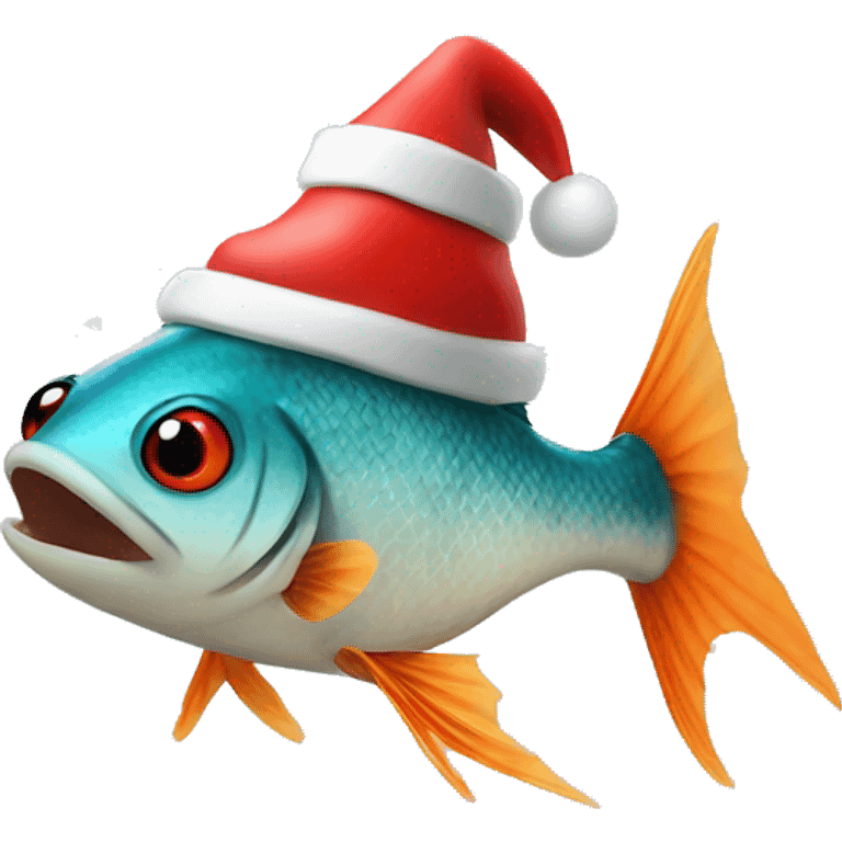 Fish wearing a Christmas hat. Eating a spider emoji