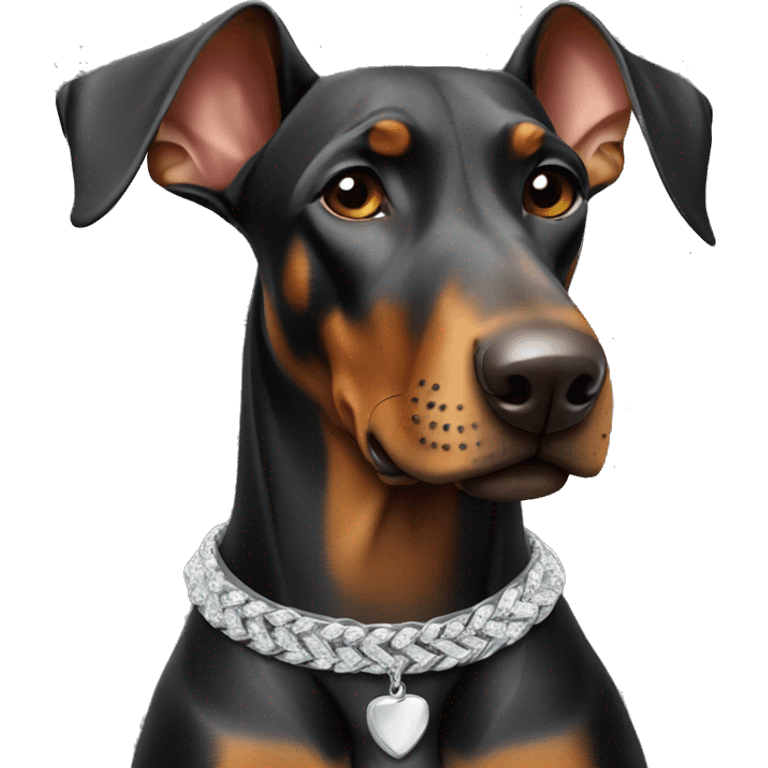 Doberman with silver necklace emoji