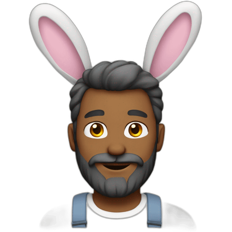 bearded man with bunny ears emoji