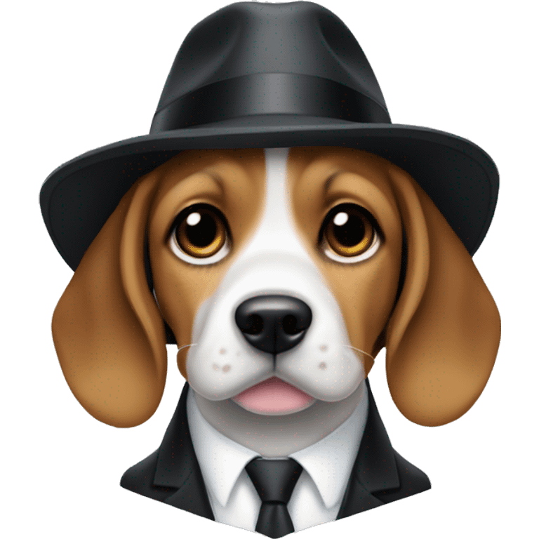 Beagle puppy in suit and fedora  emoji