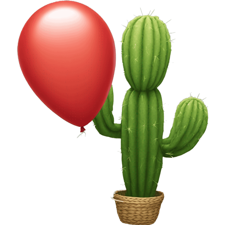 Flying Cactus tied to a red balloon emoji