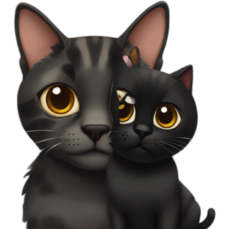 Tortie cat and black cat friends emoji