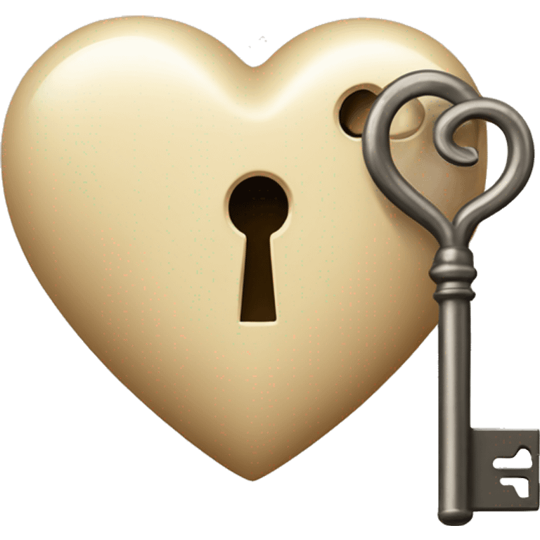 vintage beige heart-shaped lock and key emoji