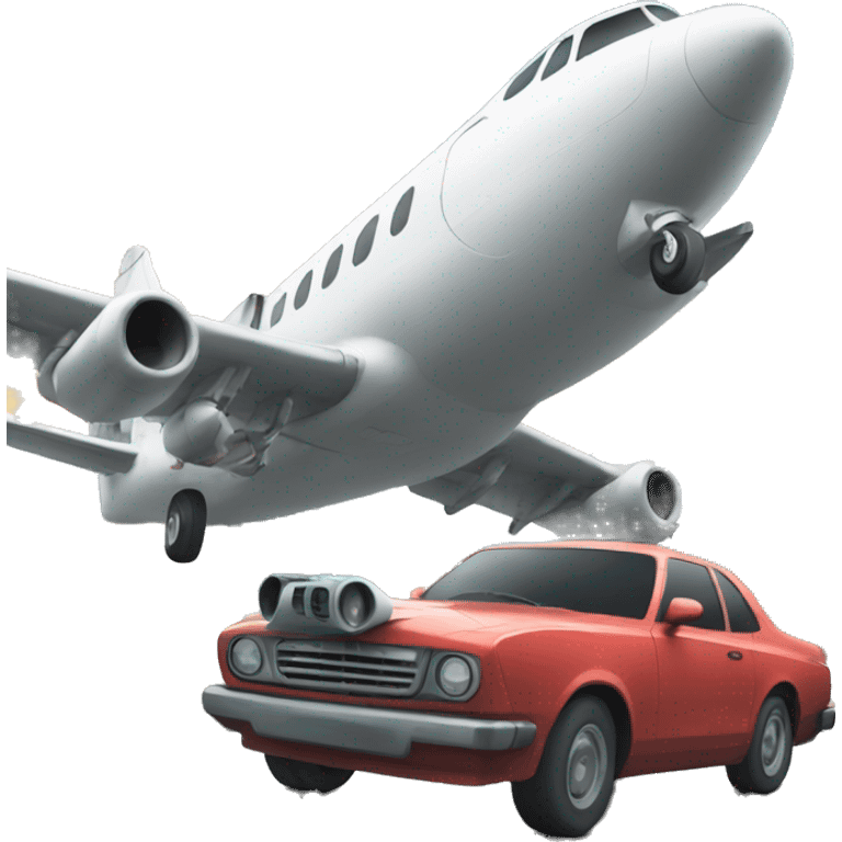 Car towing plane emoji