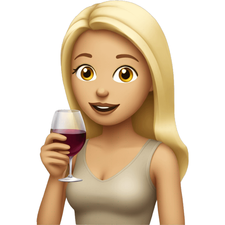 blonde girl sipping wine emoji