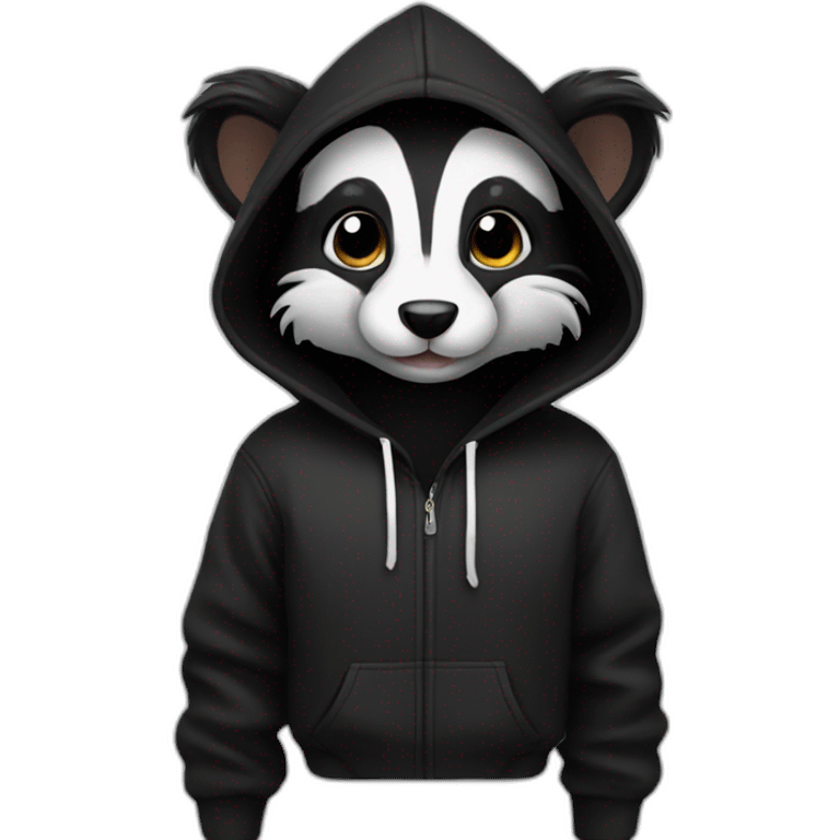 skunk with a Black hoodie emoji