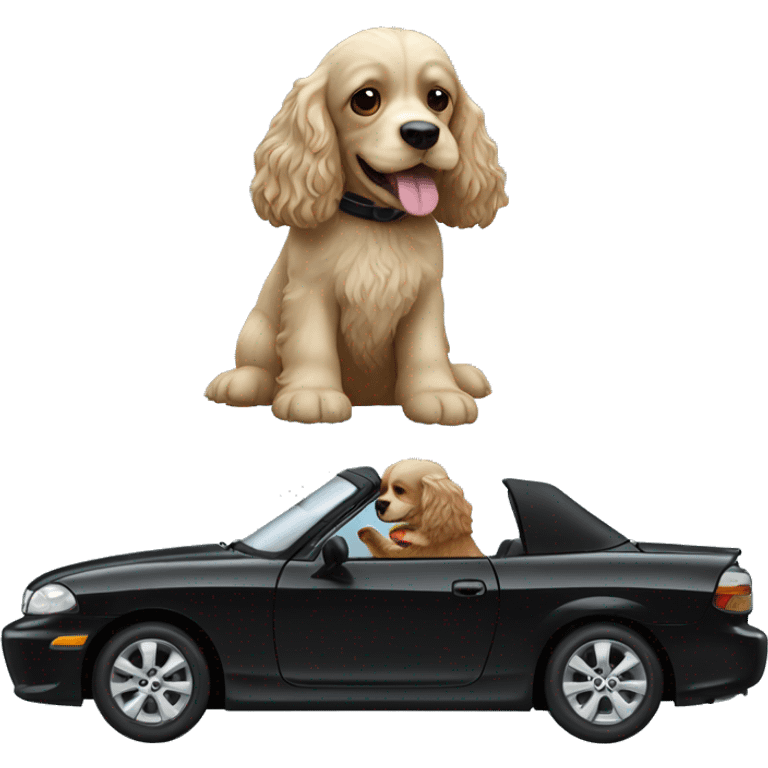 Light Cocker Spaniel driving a Black Mazda car emoji