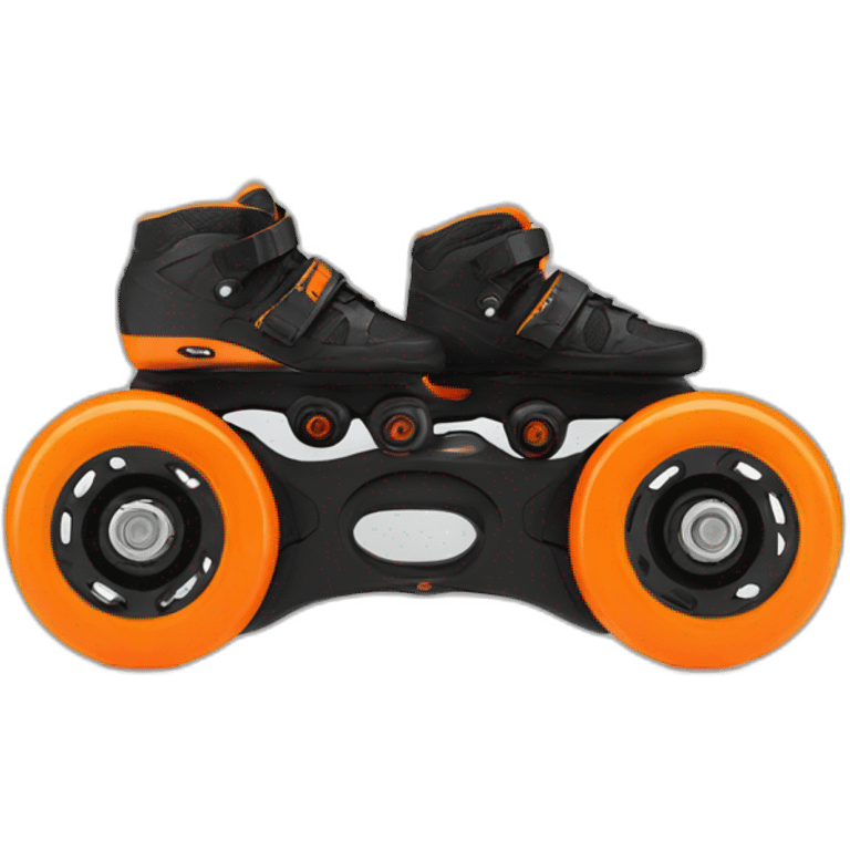 Black Rollerblades from powerslide with orange wheels emoji