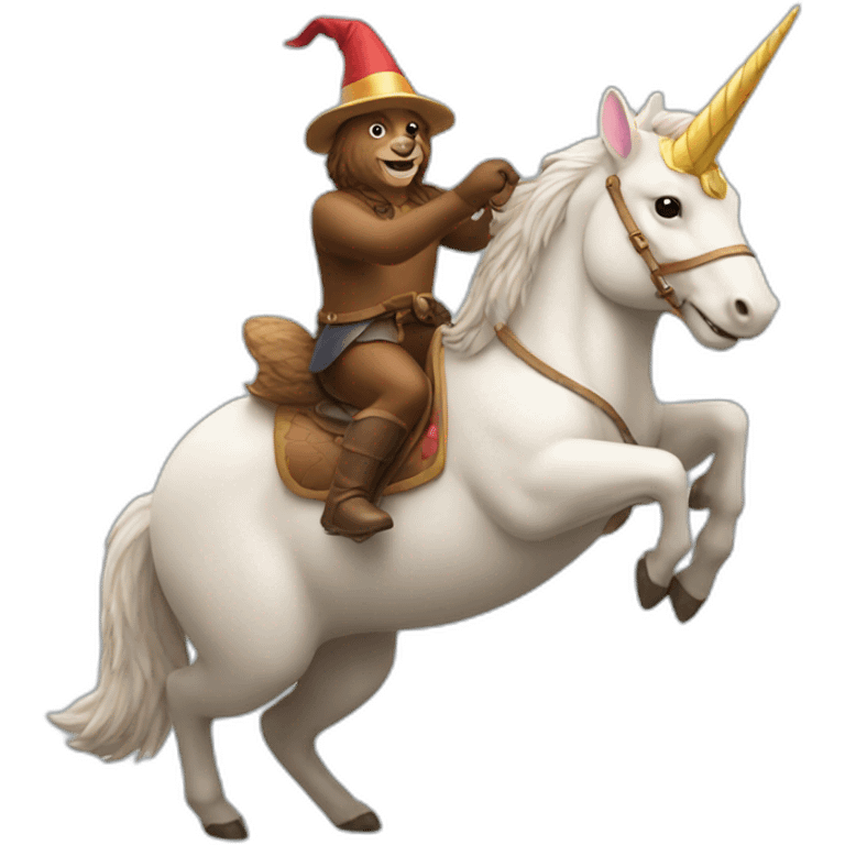 a beaver riding a unicorn emoji