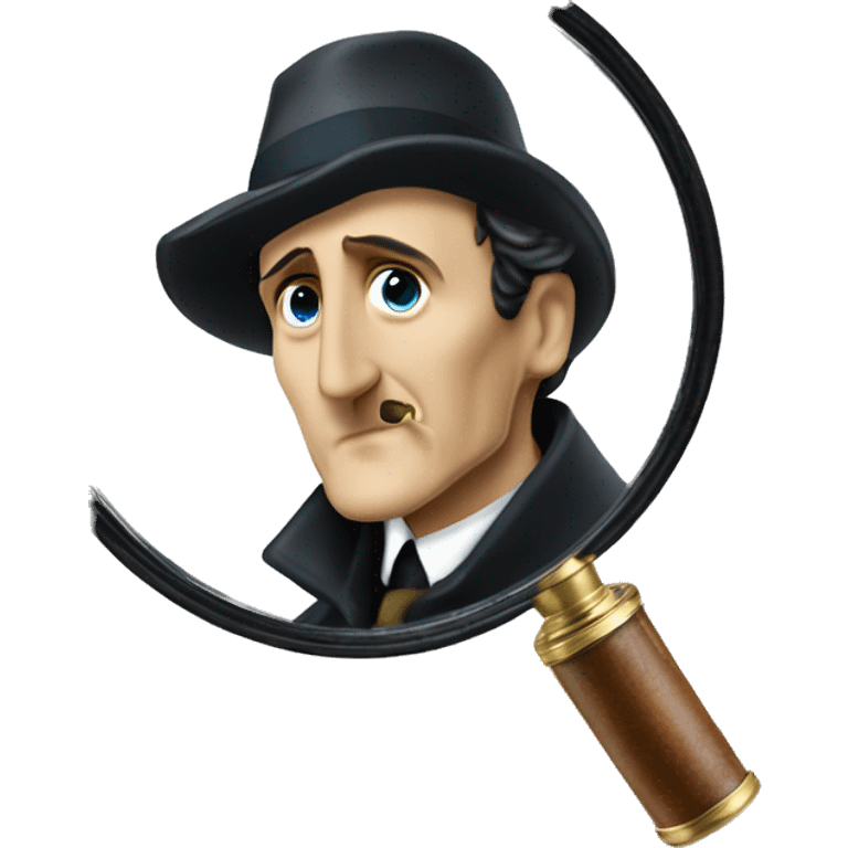 Basil rathbone as Sherlock holmes with deerstalker hat looking through magnifying glass emoji