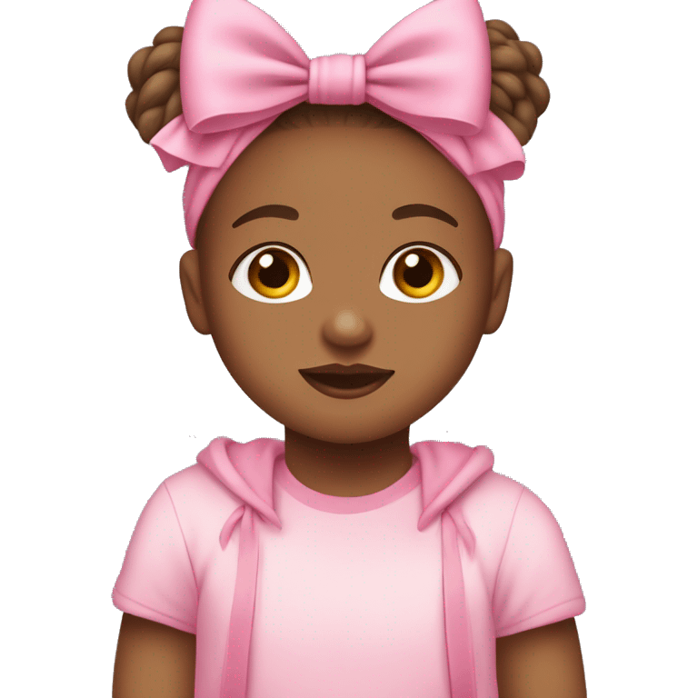 Medium skin tone, Babygirl , with a pink bow and a pink onesie ￼ emoji