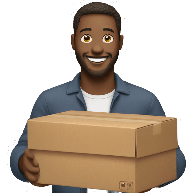 happy man holding box emoji