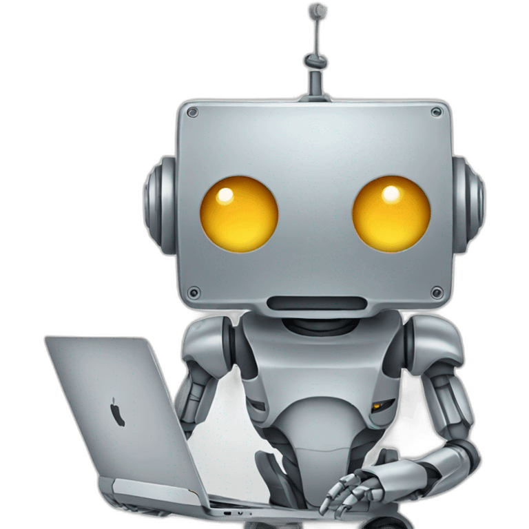 Robot using macbook emoji