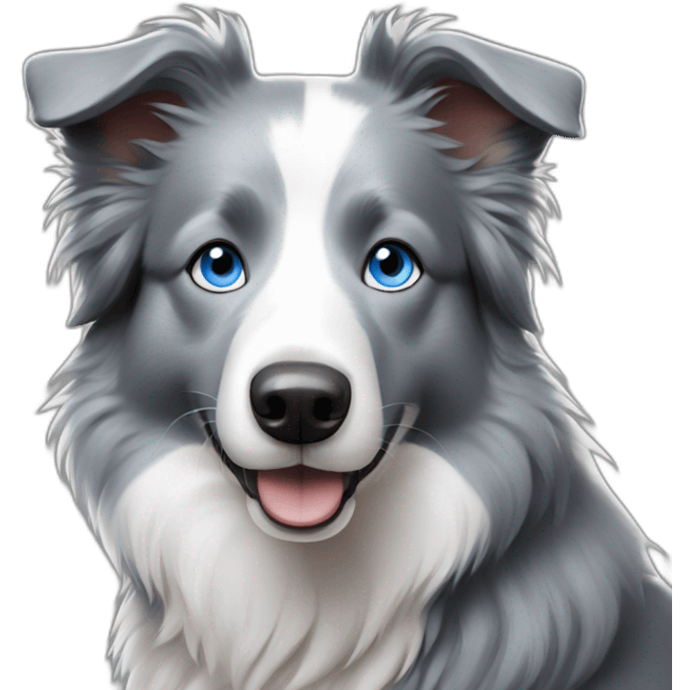 Gray border collie with blue eyes emoji