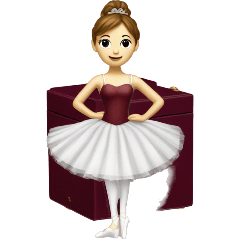 burgundy music box with white ballerina standing back emoji