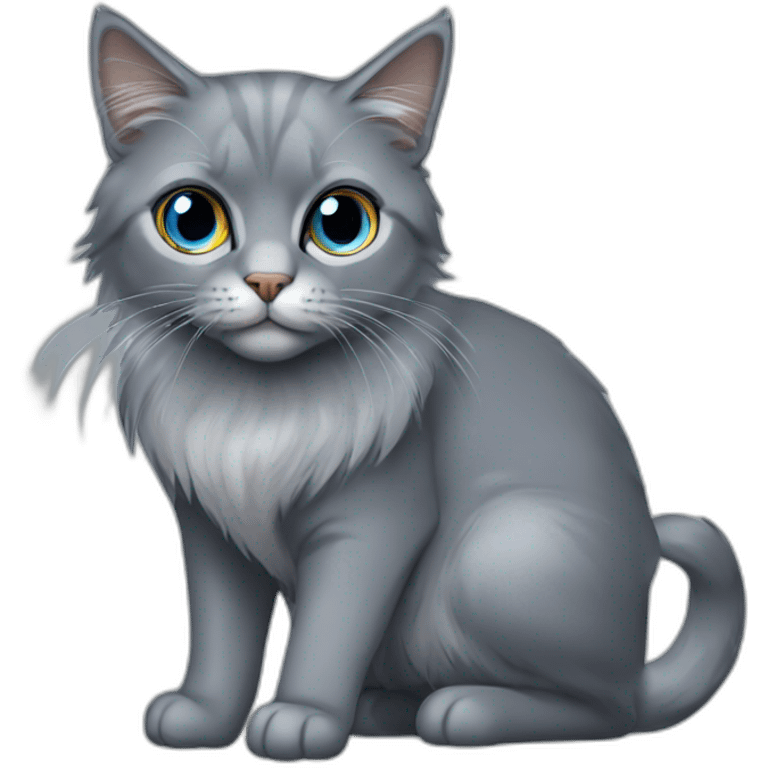 Cat, deep grey, blue point, âmbar eyes, British long hair emoji