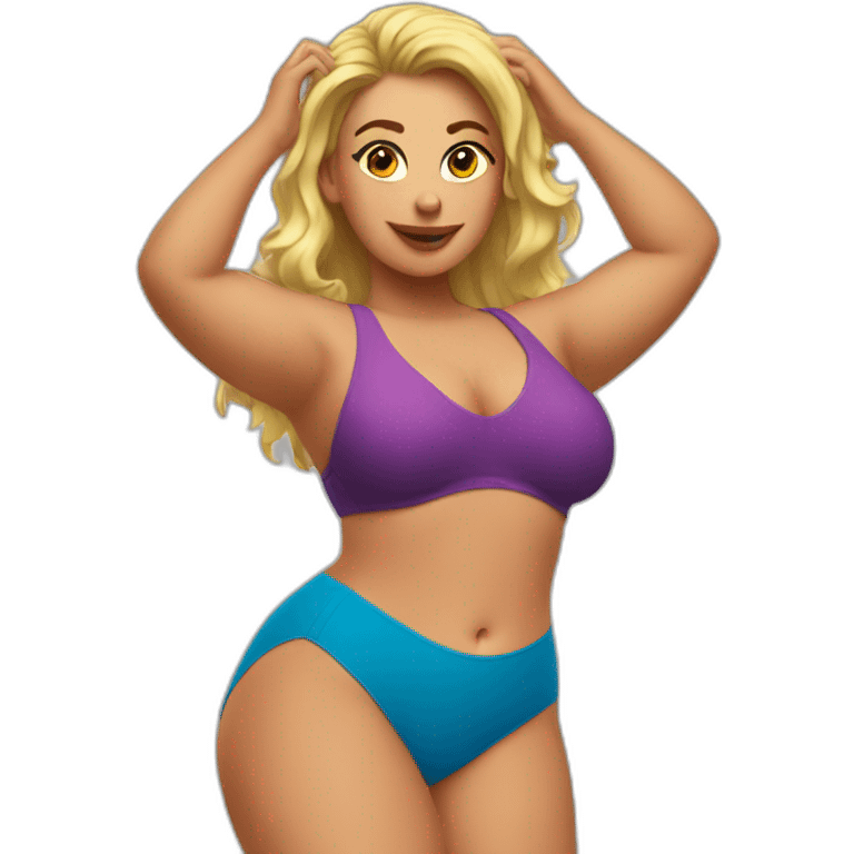 Thicc caucasian woman swimsuit posing emoji