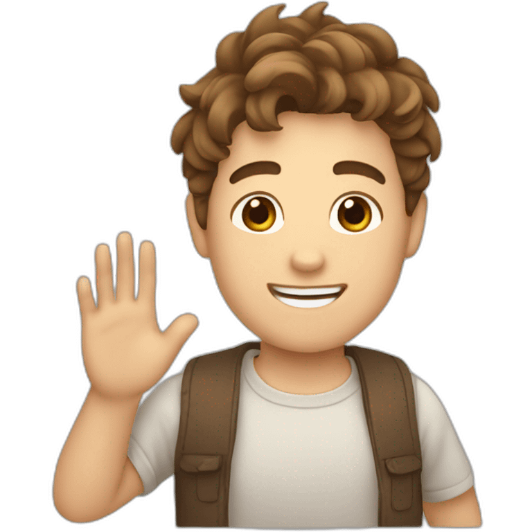 Waving twink with brown hair emoji