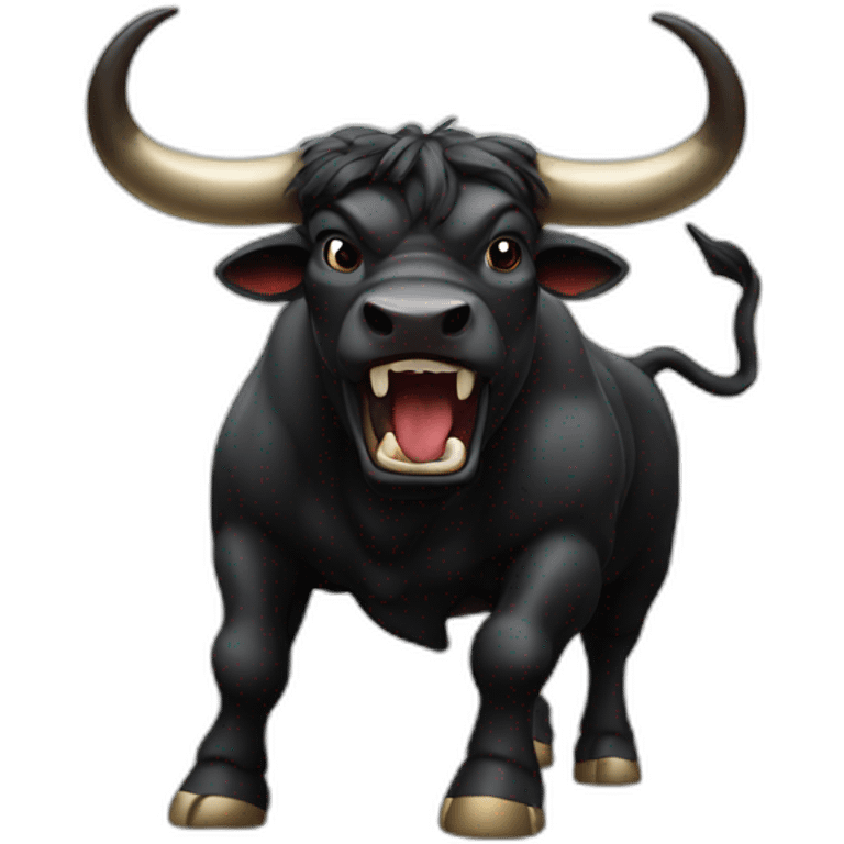 fighting black bull emoji