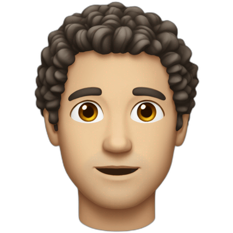 White American man with dark brown curly hair, brown eyes, bigger nose, sharp jawline emoji