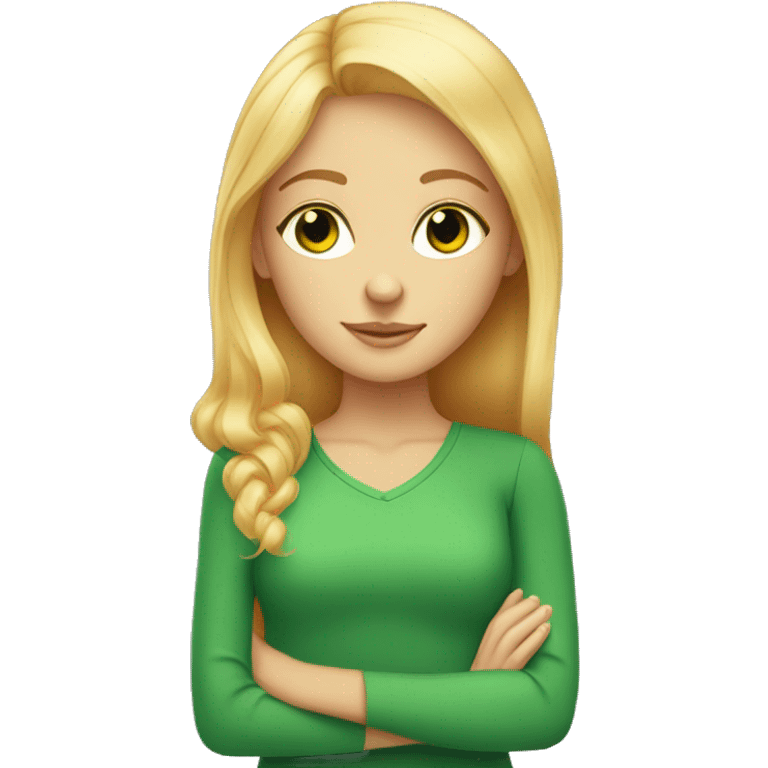 Blonde hair Girl with green eyes and orange cat emoji