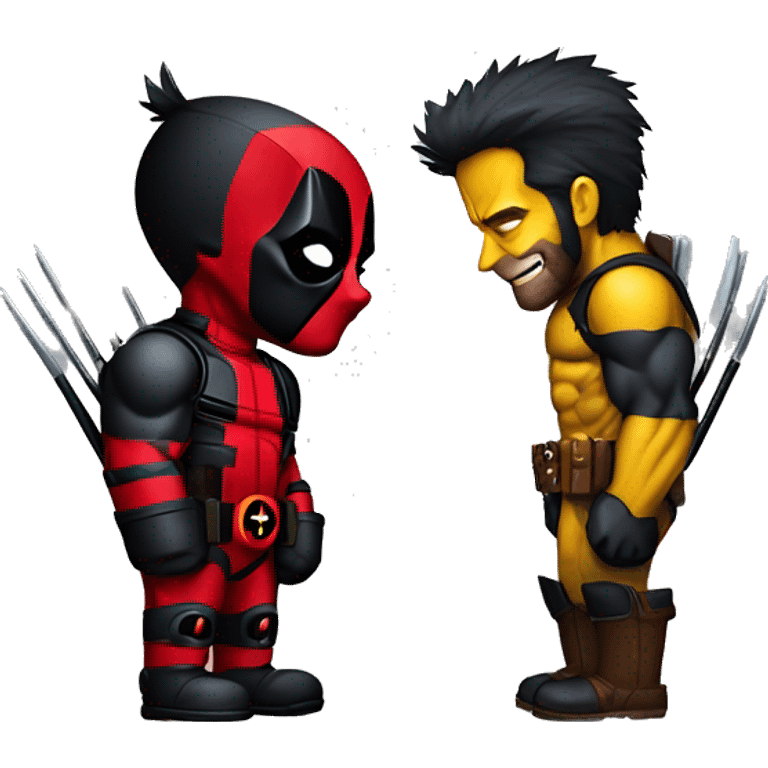 Deadpool hugging Wolverine emoji