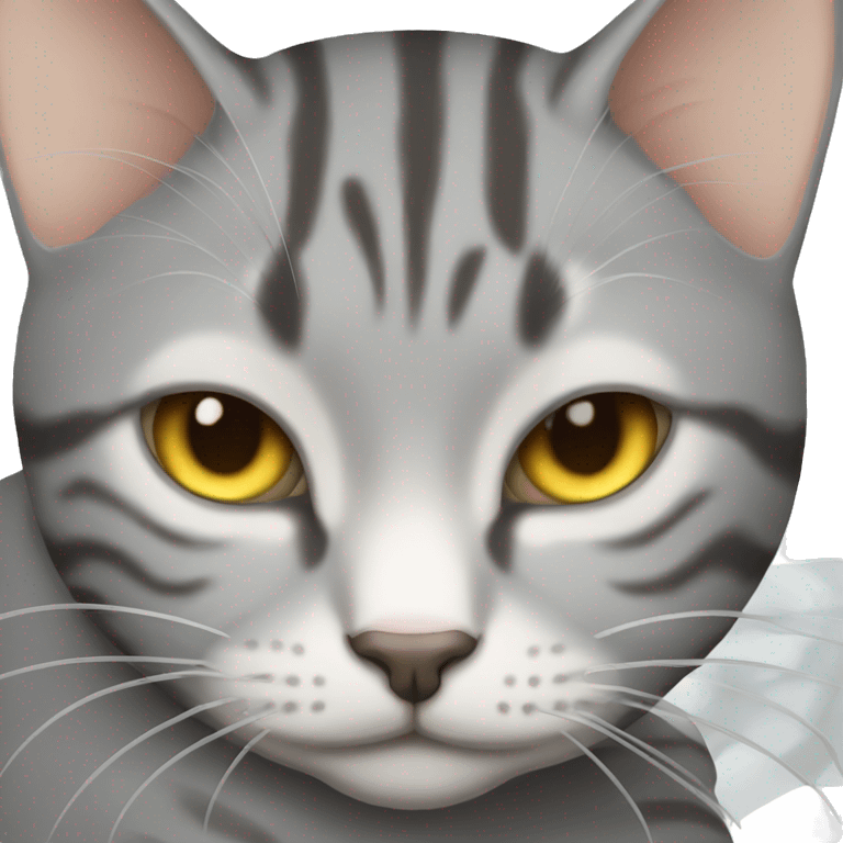 cat sleeping gray tabby emoji