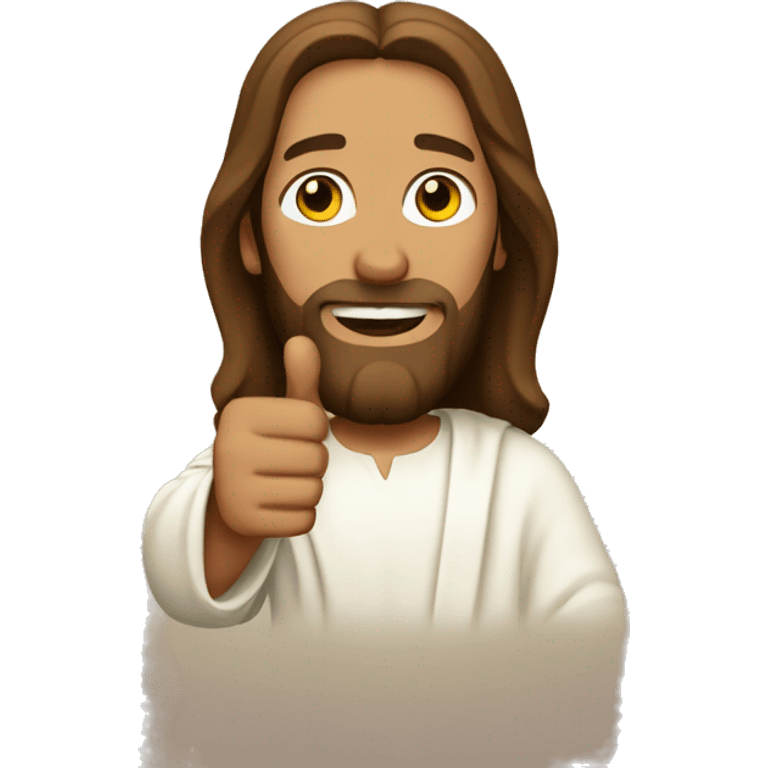 Jesus shows his thumb emoji