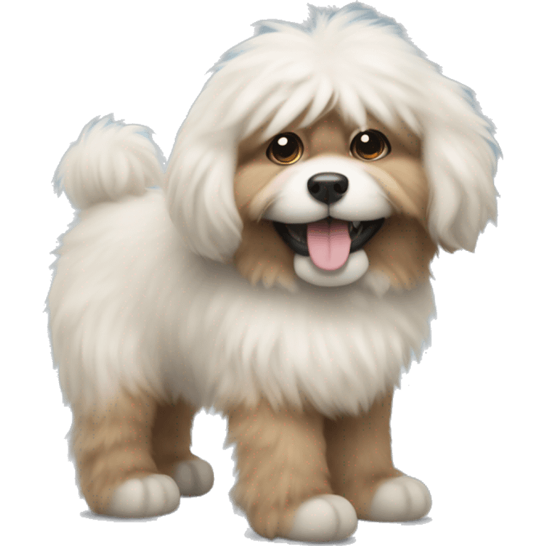 Fluffy dog with tong  emoji