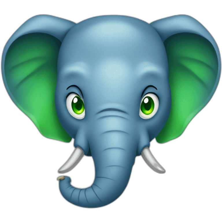 elephant head with an angry blue muzzle and green eyes emoji