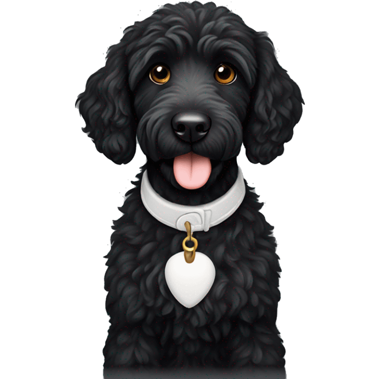 black labradoodle with small white  emoji