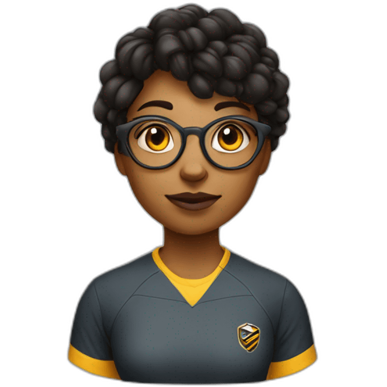 a strong girl with round glasses, working with bees and playing rugby emoji