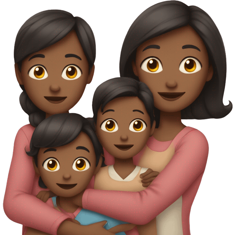 dark-haired, fair-skinned mom with kids emoji