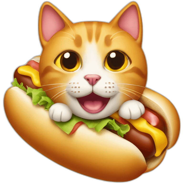 cat face in an hot dog emoji