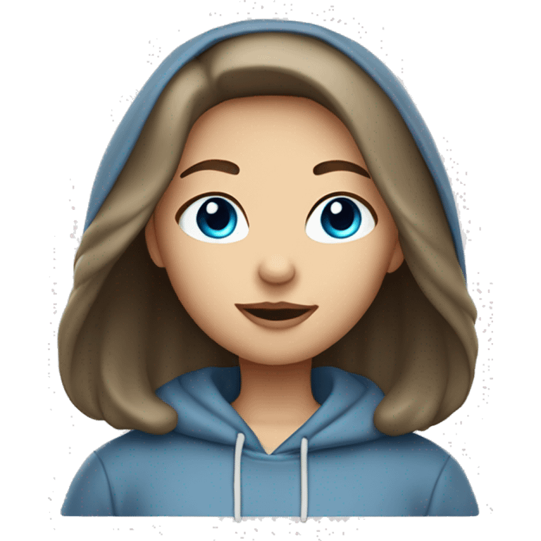 White brunette female Angel with blue eyes and dimples wearing a hoodie emoji