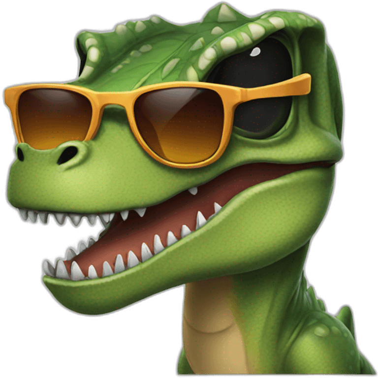 Un t-rex with sunglasses emoji