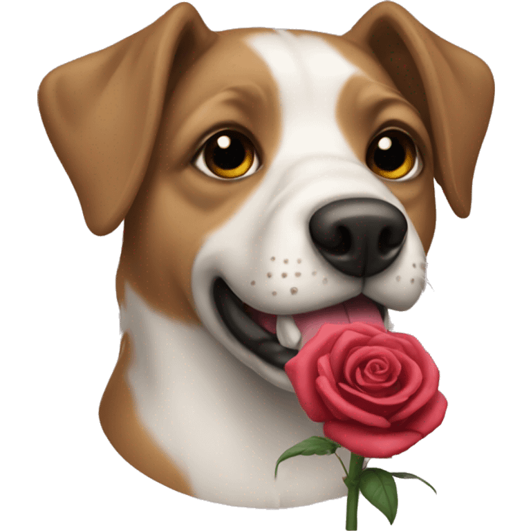 Dog with rose in mouth  emoji