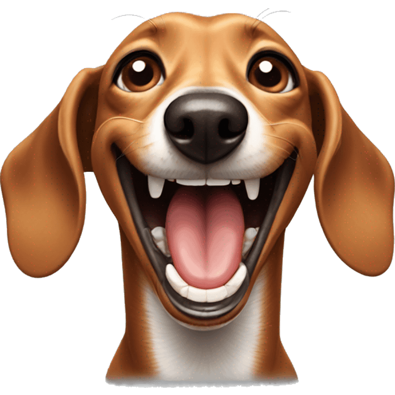 Dachshund laught showing teeth emoji