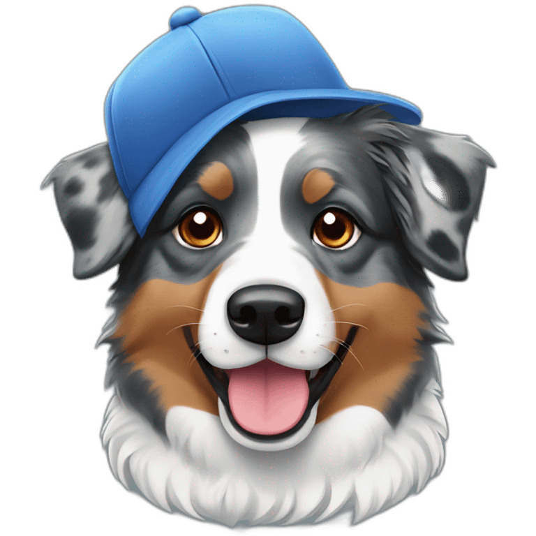 Blue australian shepherd with red cap emoji