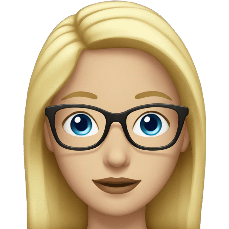 Woman with blue eyes and blond hair and glasses emoji