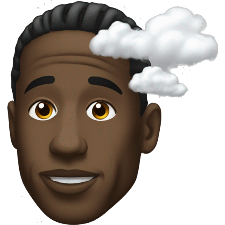 travis scott with a cloud of smoke around his face emoji