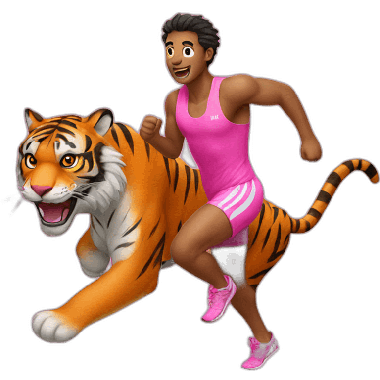 tiger running with a pink singlet emoji