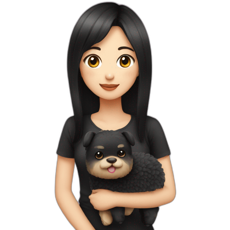 cute-asian-girl-with-black-hair-with-black-clothes-holding-an-alpaca  Download emoji emoji