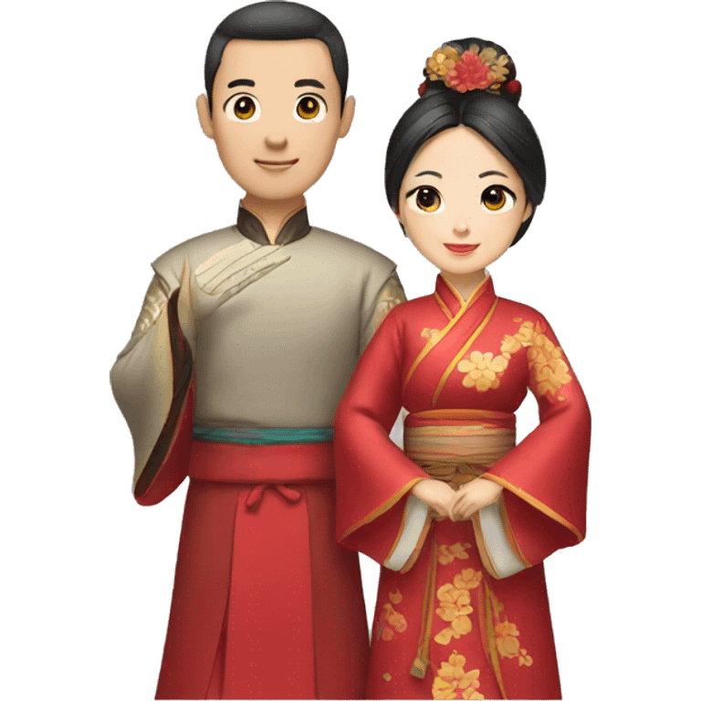 a couple wearing traditional Chinese clothes emoji