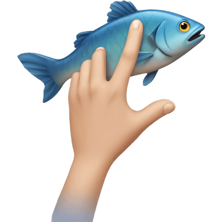 Pretend you are showing how big a fish is w your hands emoji